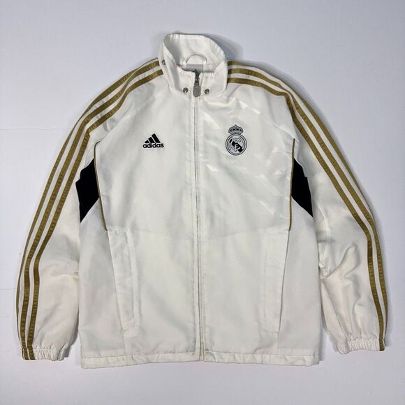 Vintage Adidas Real Madrid Track Jacket Youth Medium White Football Soccer‎ - Picture 1 of 9